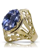 Pierścionek z żółtego 8k złota z Aleksandrytem vrc031x-ax Styl Vintage Art Deco Sowiecki Rosyjski ZSRR styl